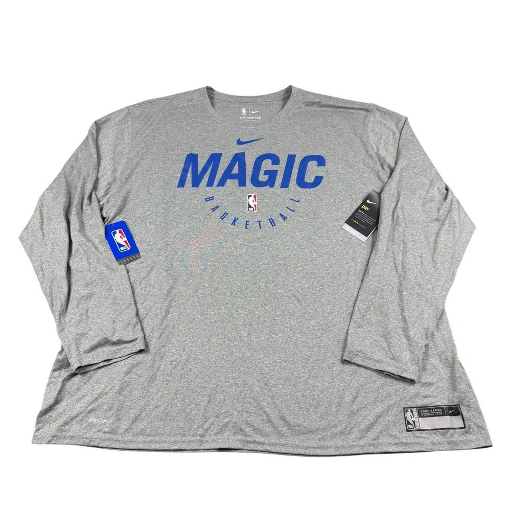 Nike X Orlando Magic Engineered Gray Blue Graphic L/S Performance Shirt 4XL NWT